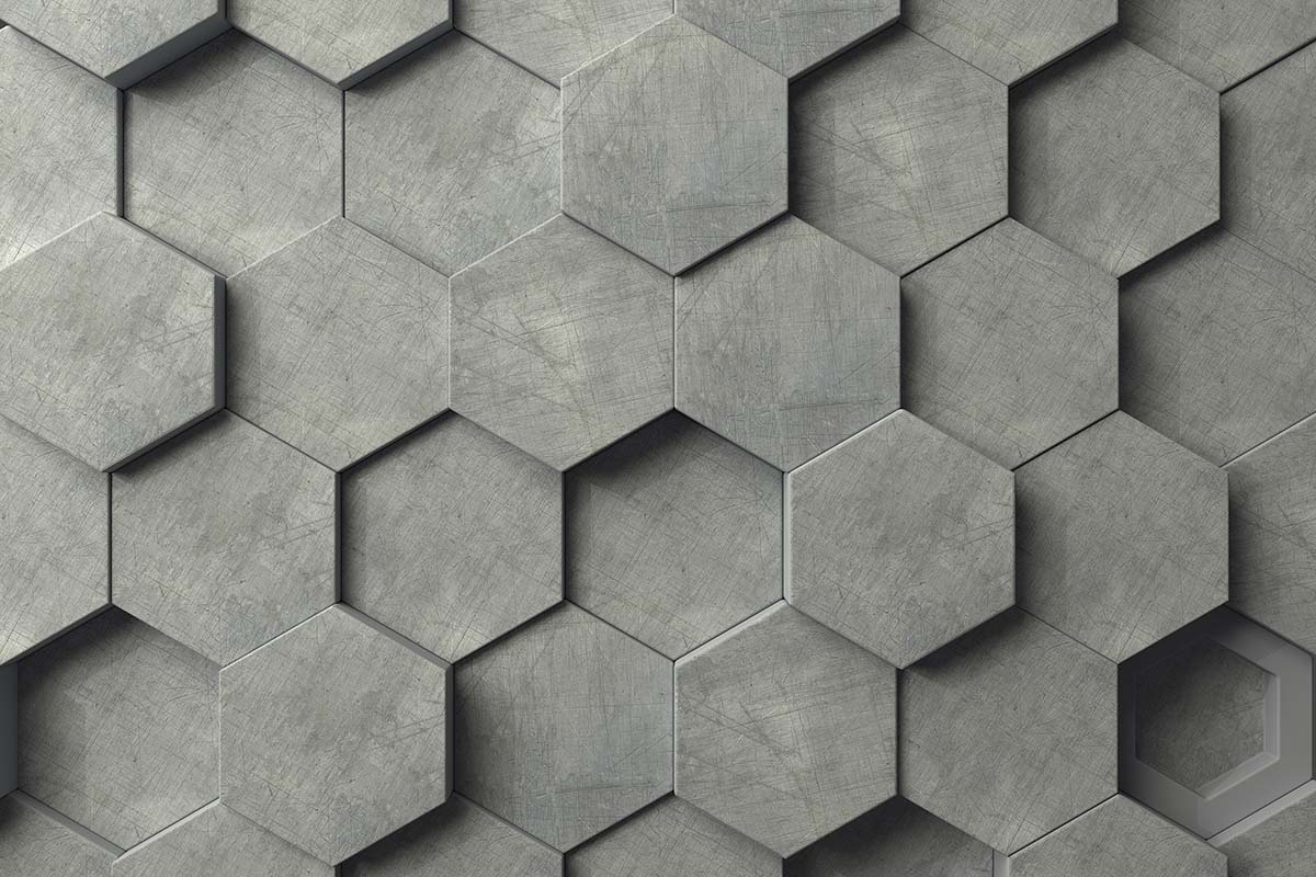 A grey hexagons on a wall