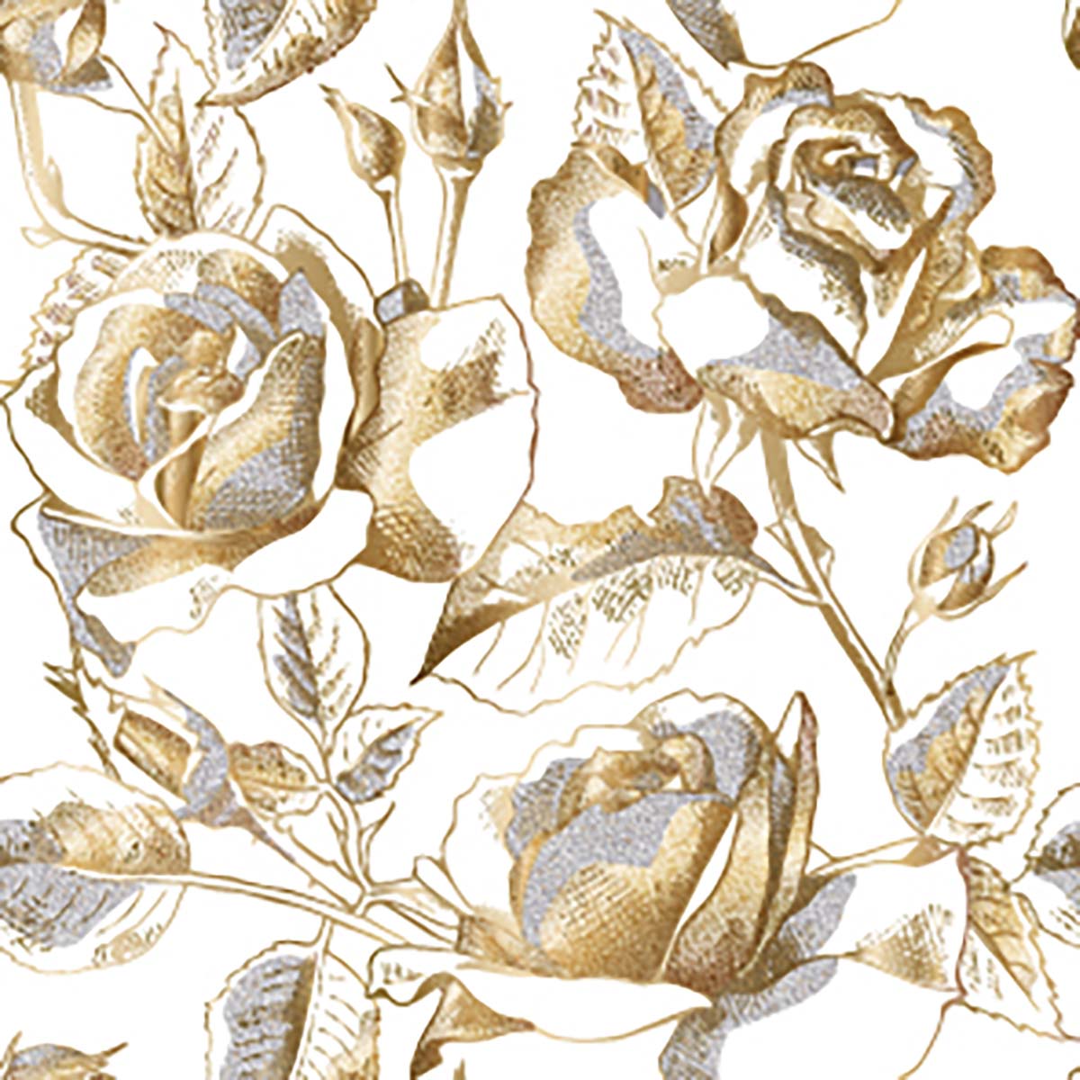 A gold and silver roses on a white background