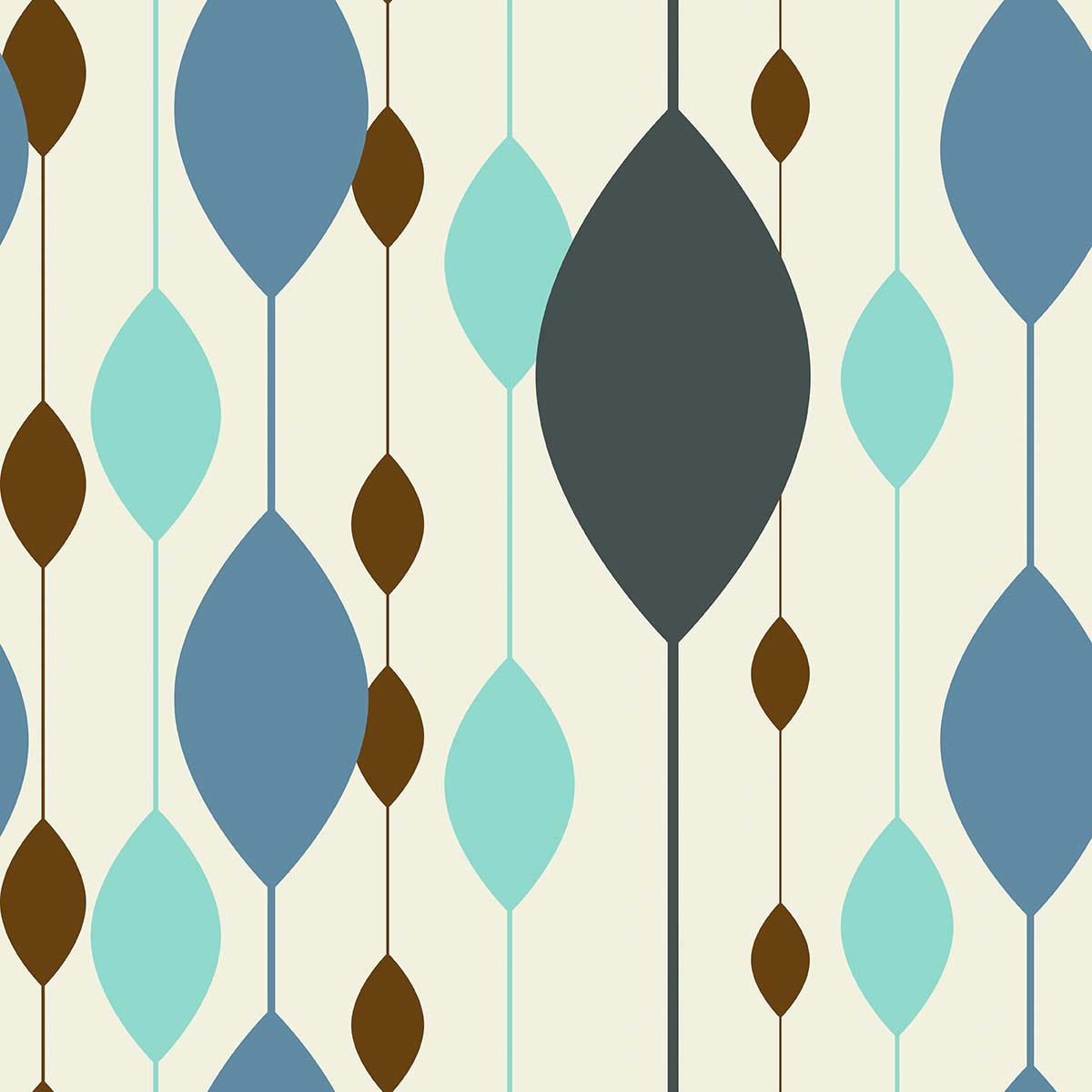 A pattern of blue and brown ovals