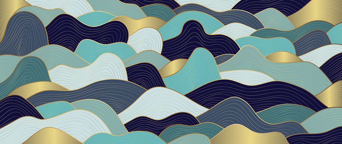 A blue and gold waves