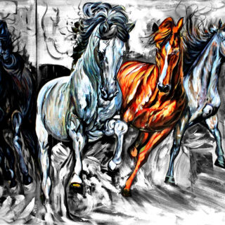 Running Horses Art Wallpaper for Walls