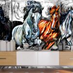 Running Horses Art Wallpaper for Walls