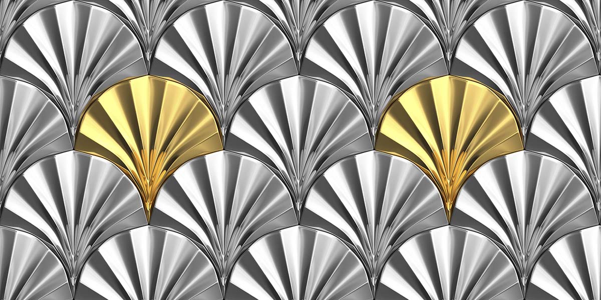 A silver and gold art deco pattern