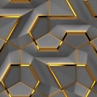 Golden 3D Geometric Pattern Wallpaper for Bedroom