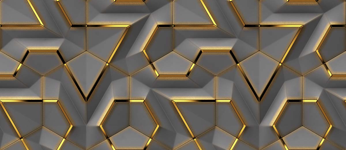 Golden 3D Geometric Pattern Wallpaper for Bedroom