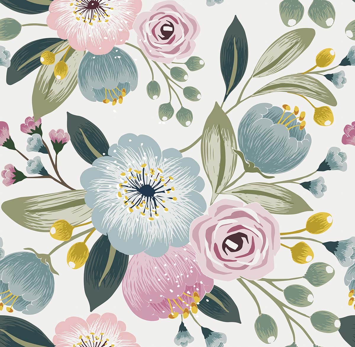 A floral pattern with flowers