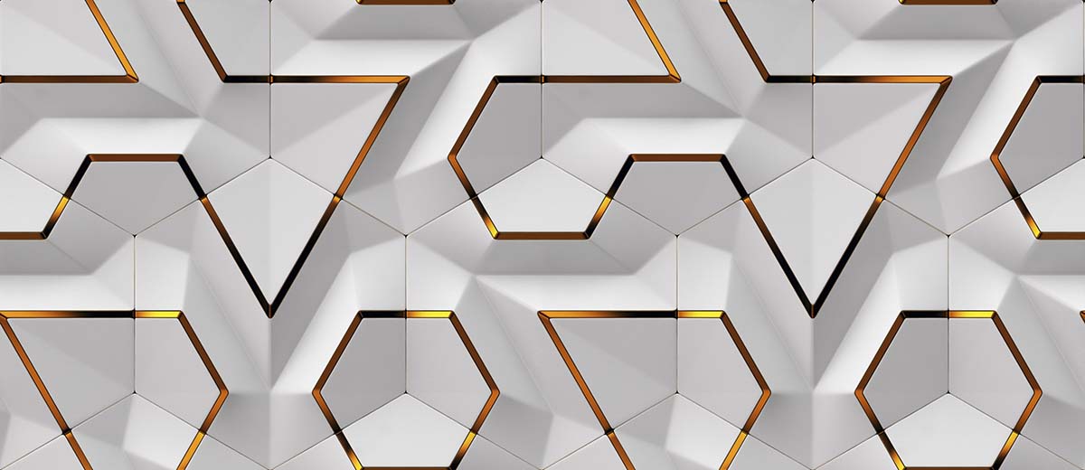 A white and gold hexagons