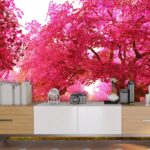 A group of pink trees