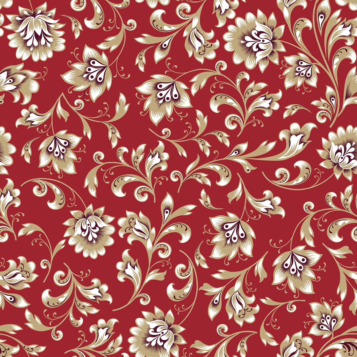 A red and gold floral pattern
