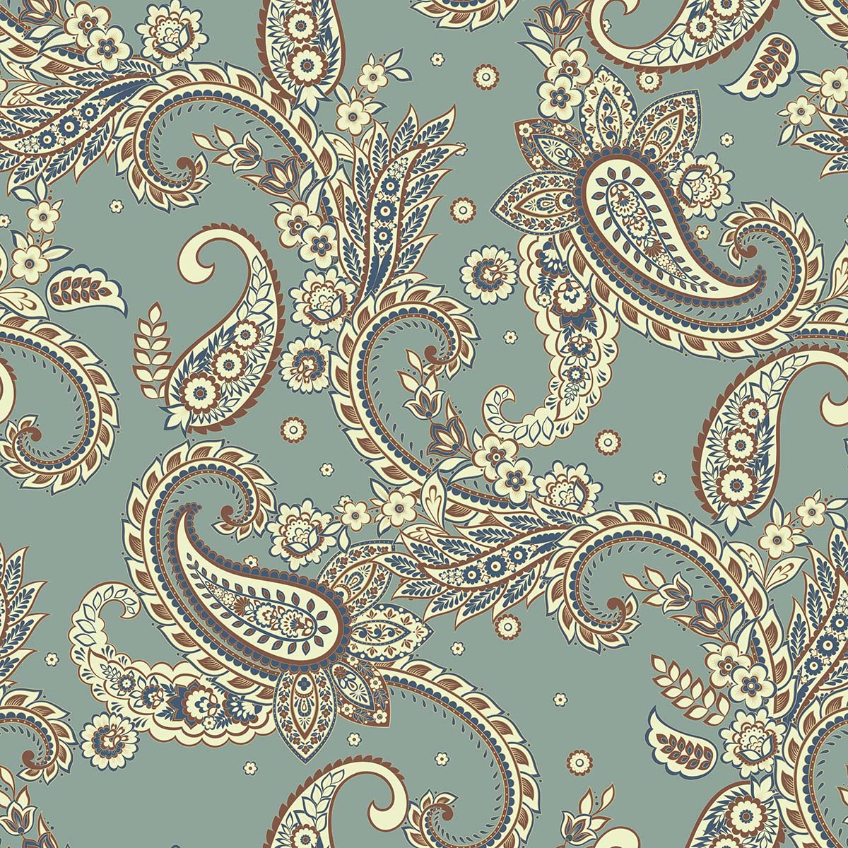 A pattern of paisley and flowers
