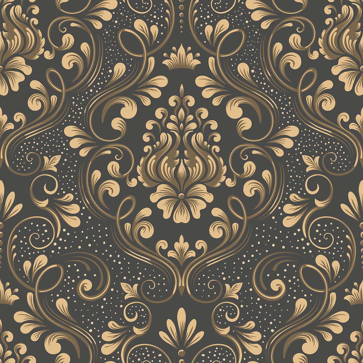 A wallpaper with gold and black designs