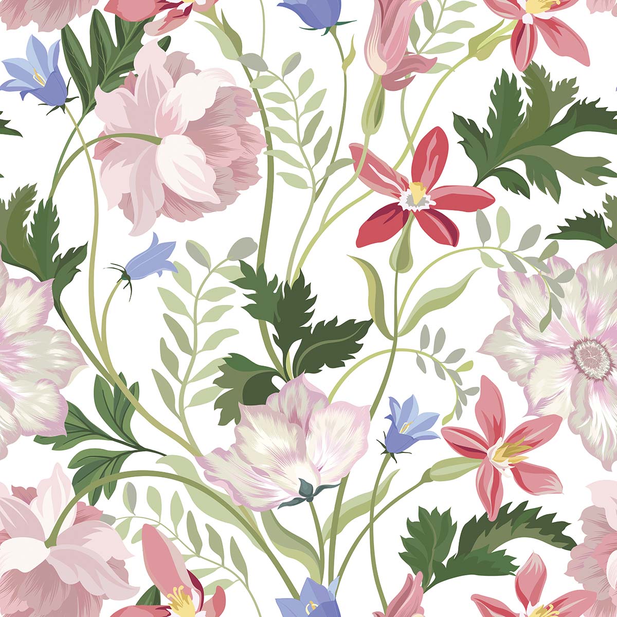 A floral pattern with flowers