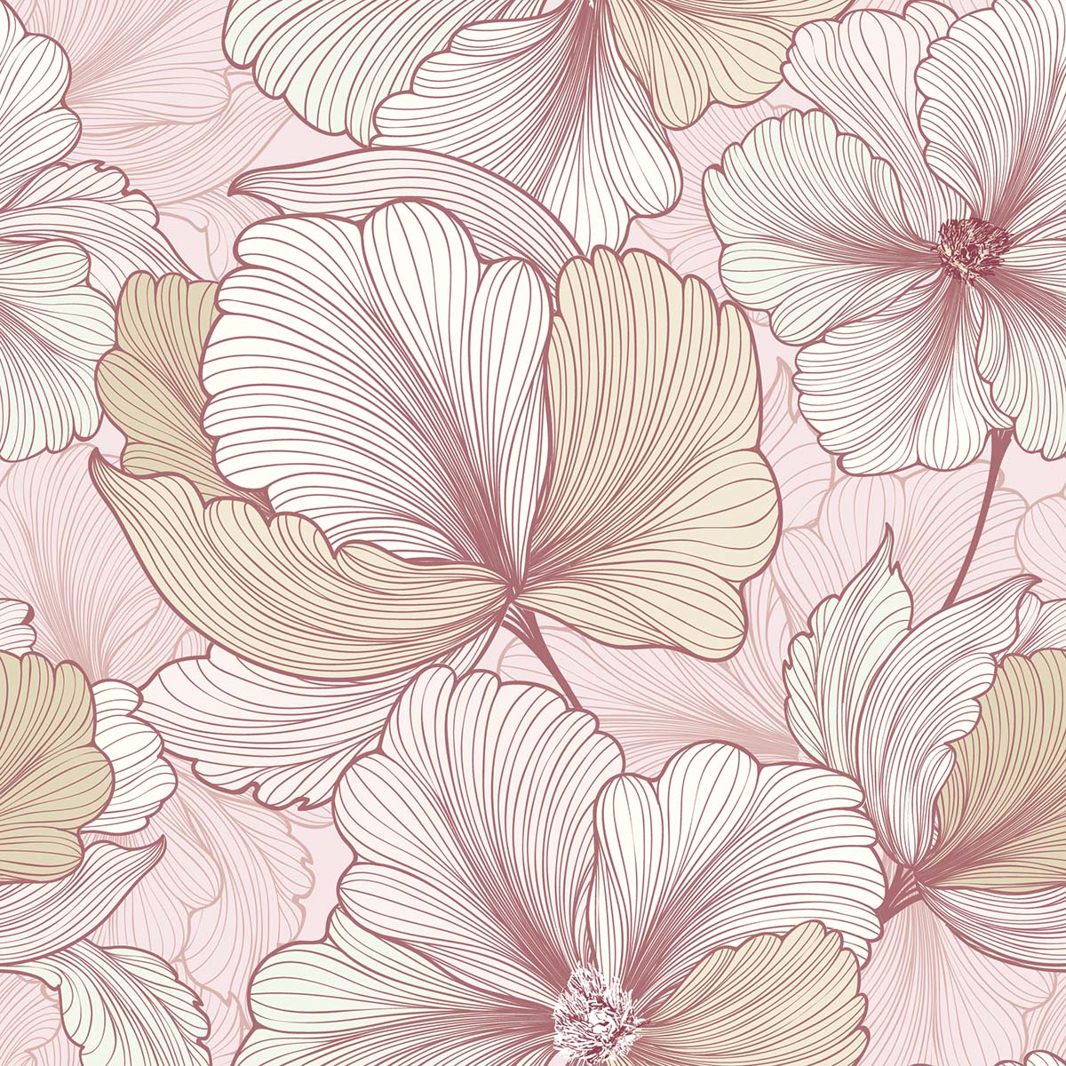 A pattern of flowers on a pink background