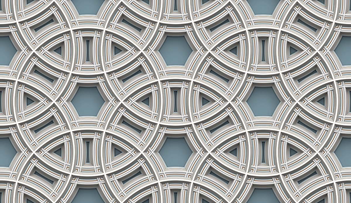 A pattern of white and blue circular shapes
