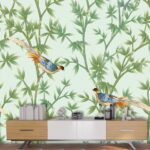 A wallpaper with birds on branches