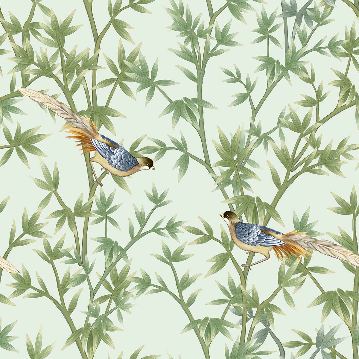 A wallpaper with birds on branches