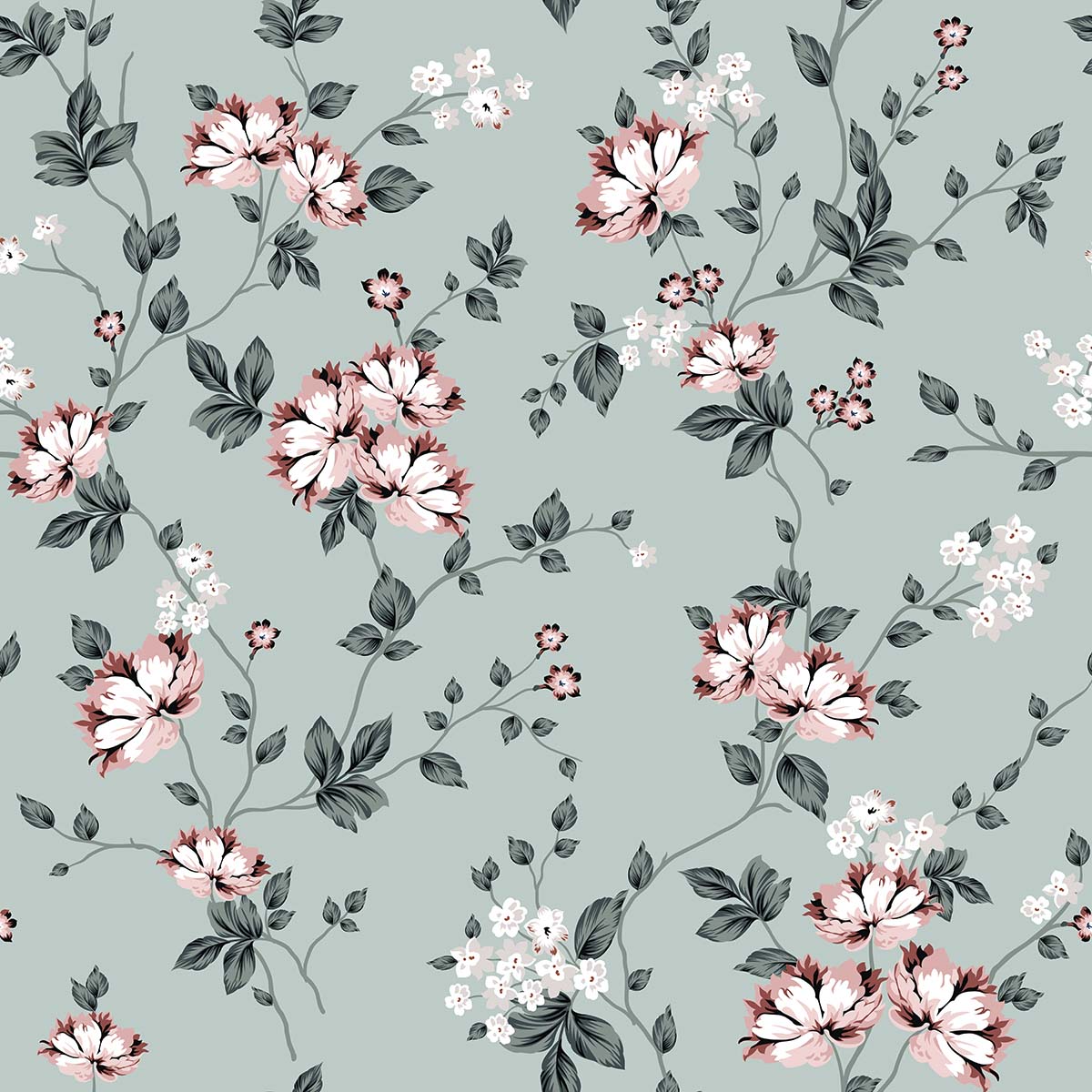 A pattern of flowers on a blue background