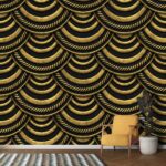 3D Gold and Black Patterned Wallpaper for Wall