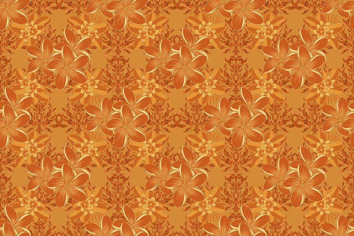 A pattern of flowers on a yellow background