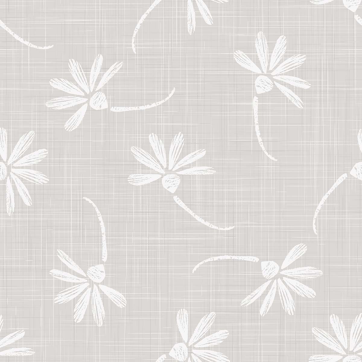 A white flowers on a grey fabric