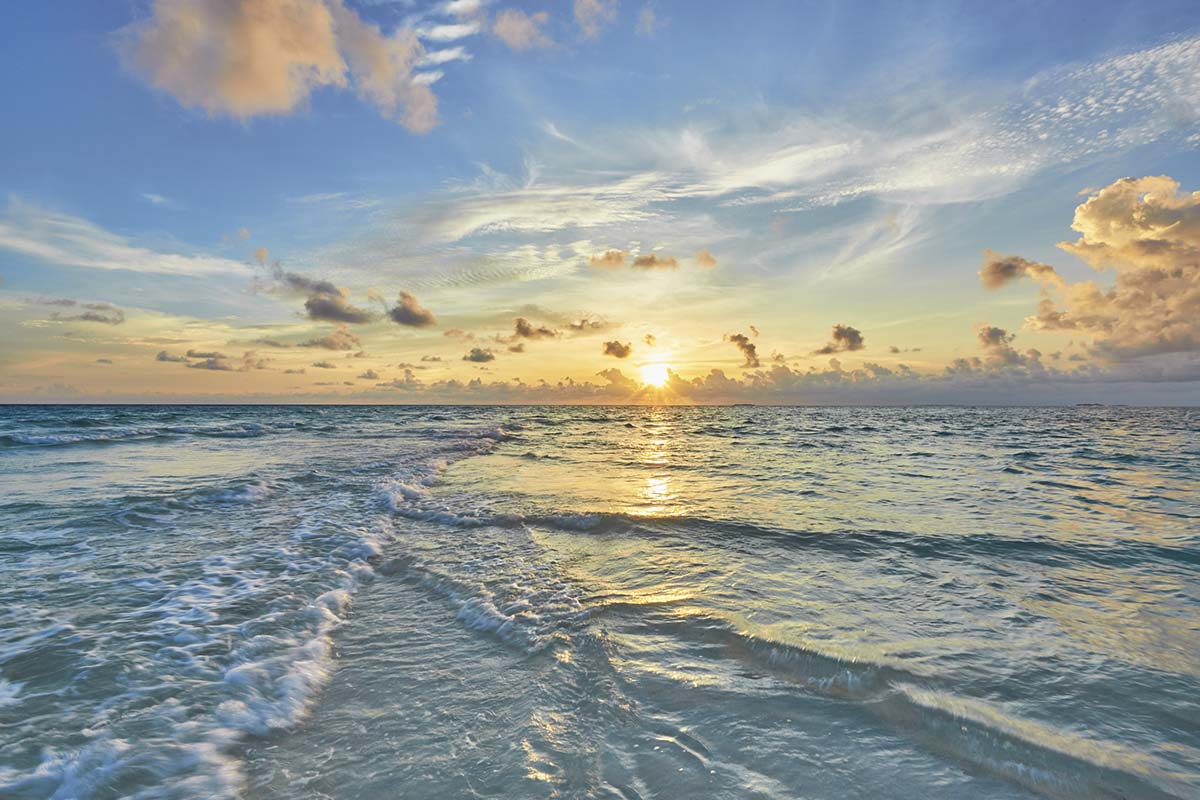 A sunset over the ocean