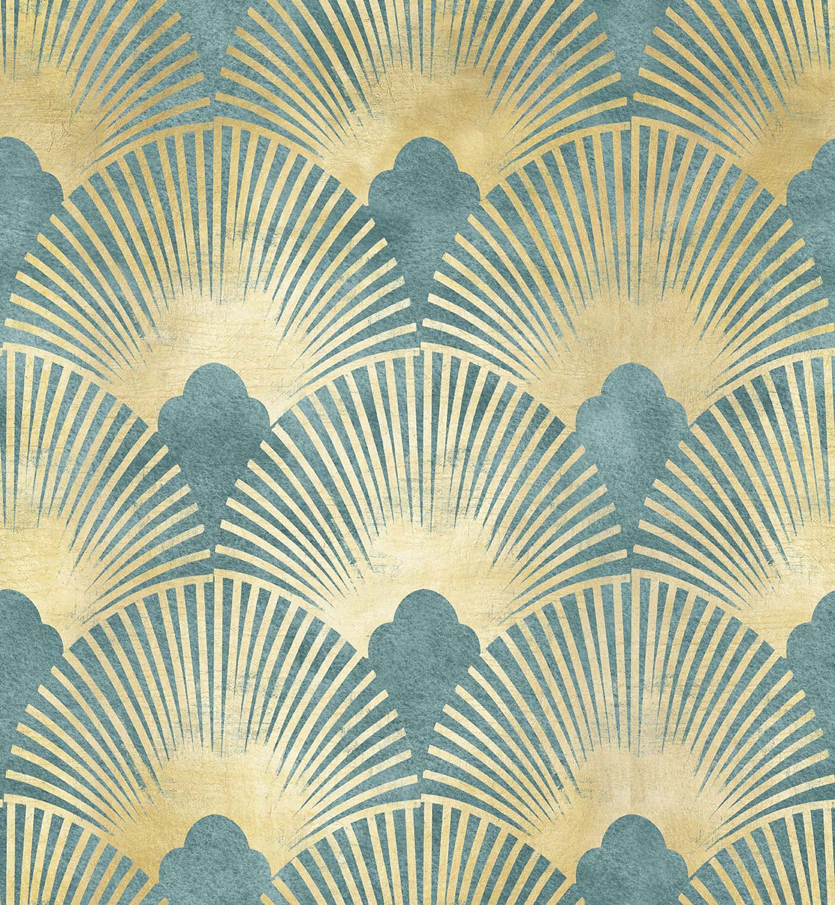 A blue and gold art deco pattern