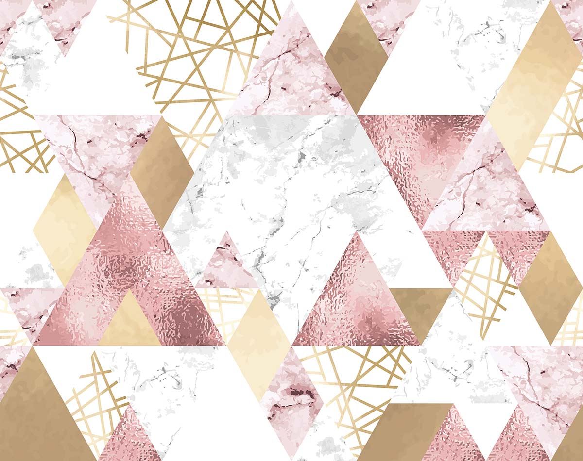 A pattern of triangles and gold foil