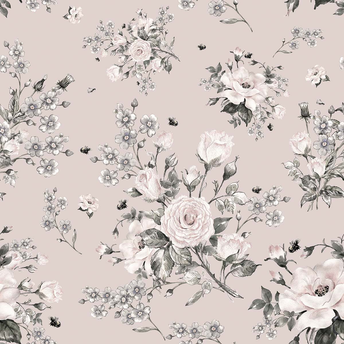 A pattern of flowers on a pink background