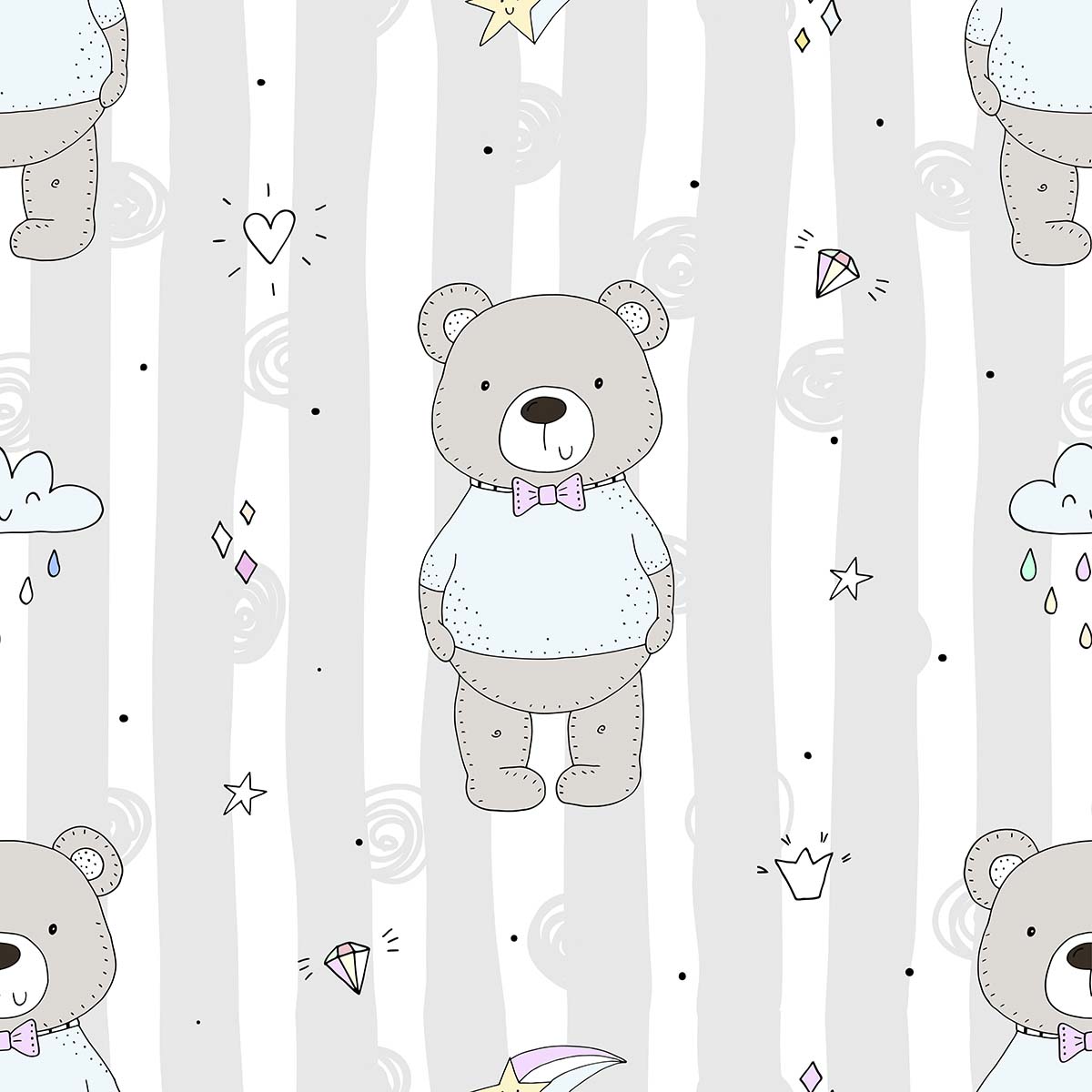 A pattern of a teddy bear