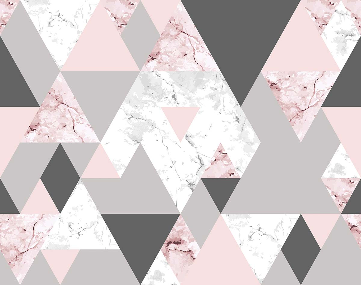 A pink and grey triangles and marble