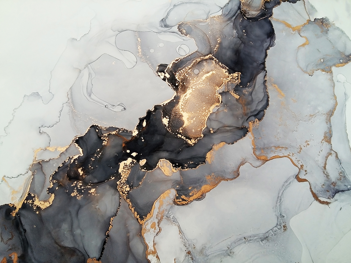 A black and white marble with gold
