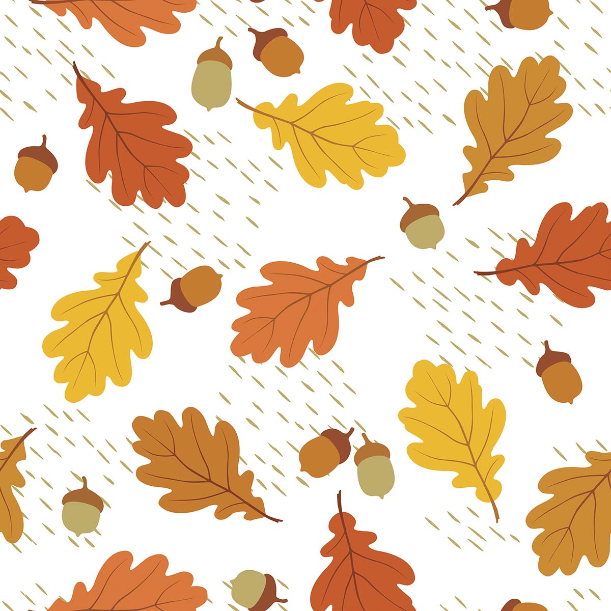 A pattern of leaves and acorns