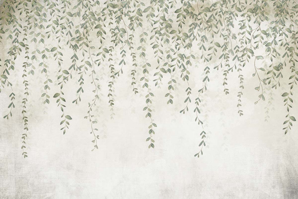 A painting of a vine with leaves