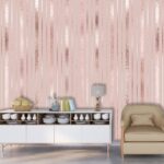 A pink and white striped background