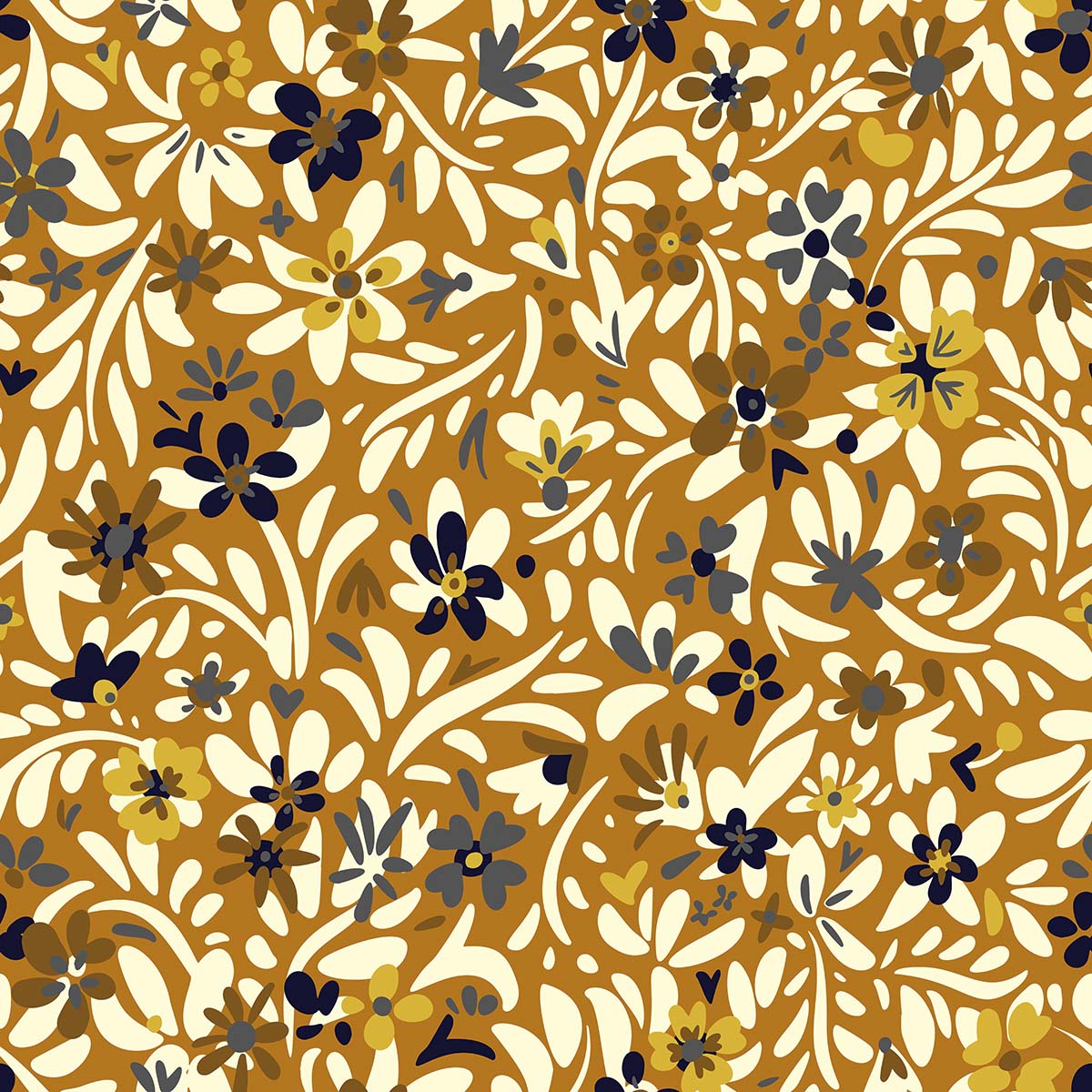 A pattern of flowers and leaves