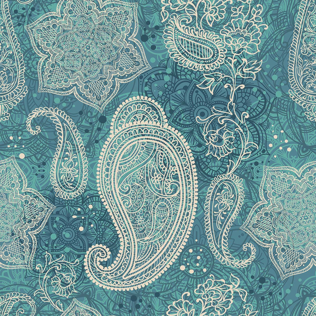 A paisley pattern on a blue background