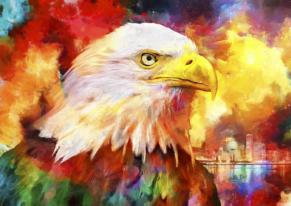 A colorful image of an eagle