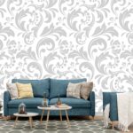 A white and grey floral pattern