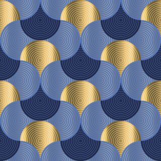 Blue and Gold Circle Pattern Wallpaper