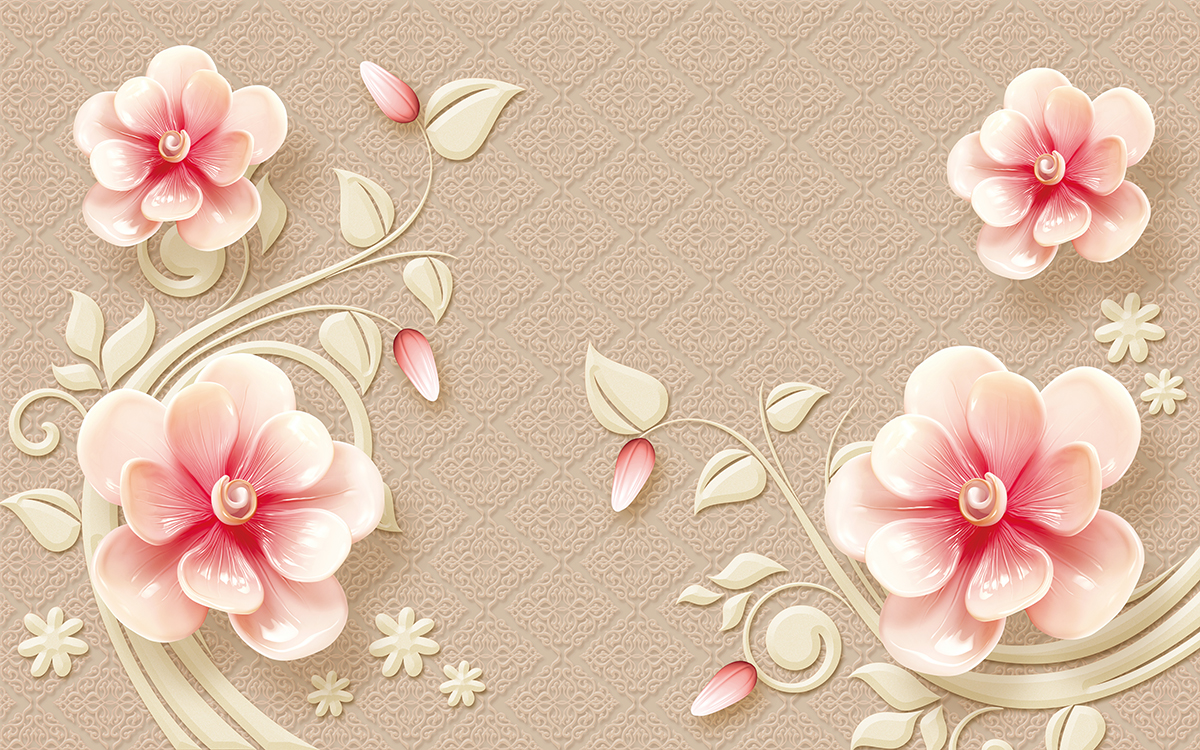 A wallpaper with flowers and leaves