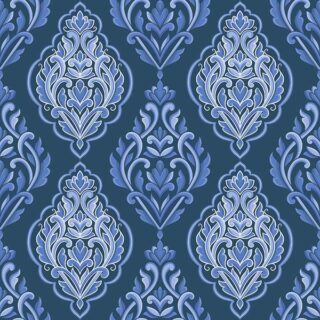 Stunning Blue and White Damask Pattern Wallpaper for Wall