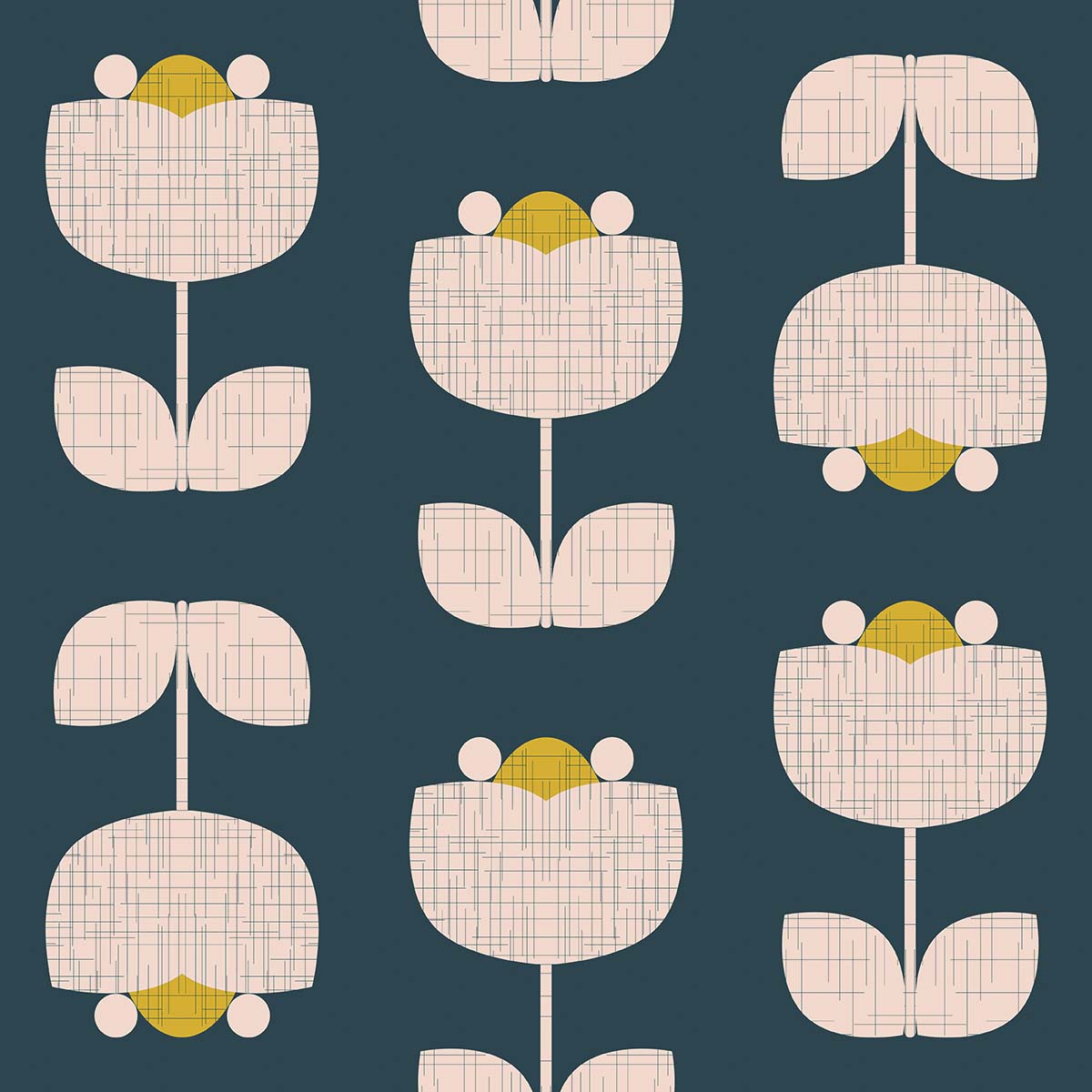 A pattern of flowers on a blue background