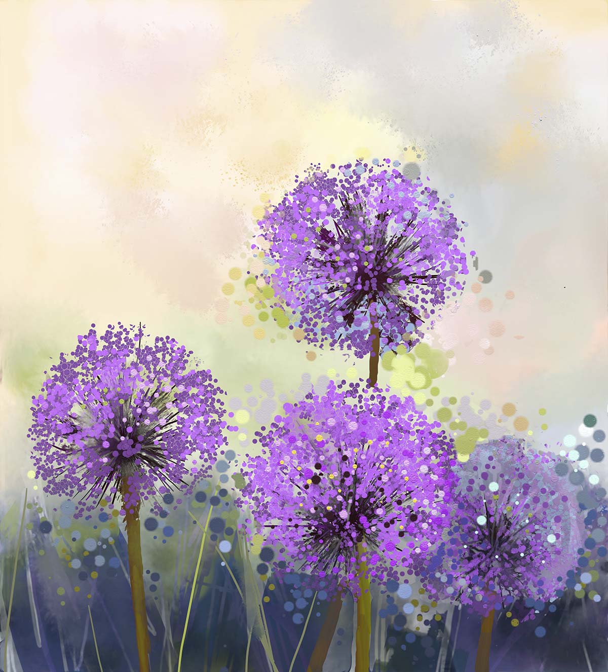 A group of purple flowers