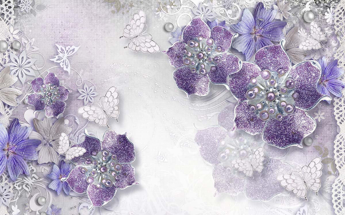 A purple flowers and butterflies