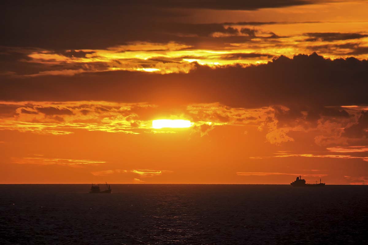 A sunset over the ocean