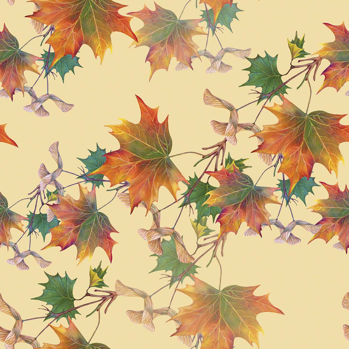 A pattern of colorful leaves