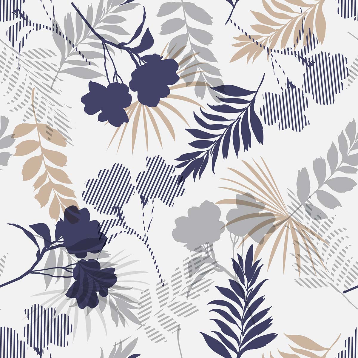 A pattern of flowers and leaves