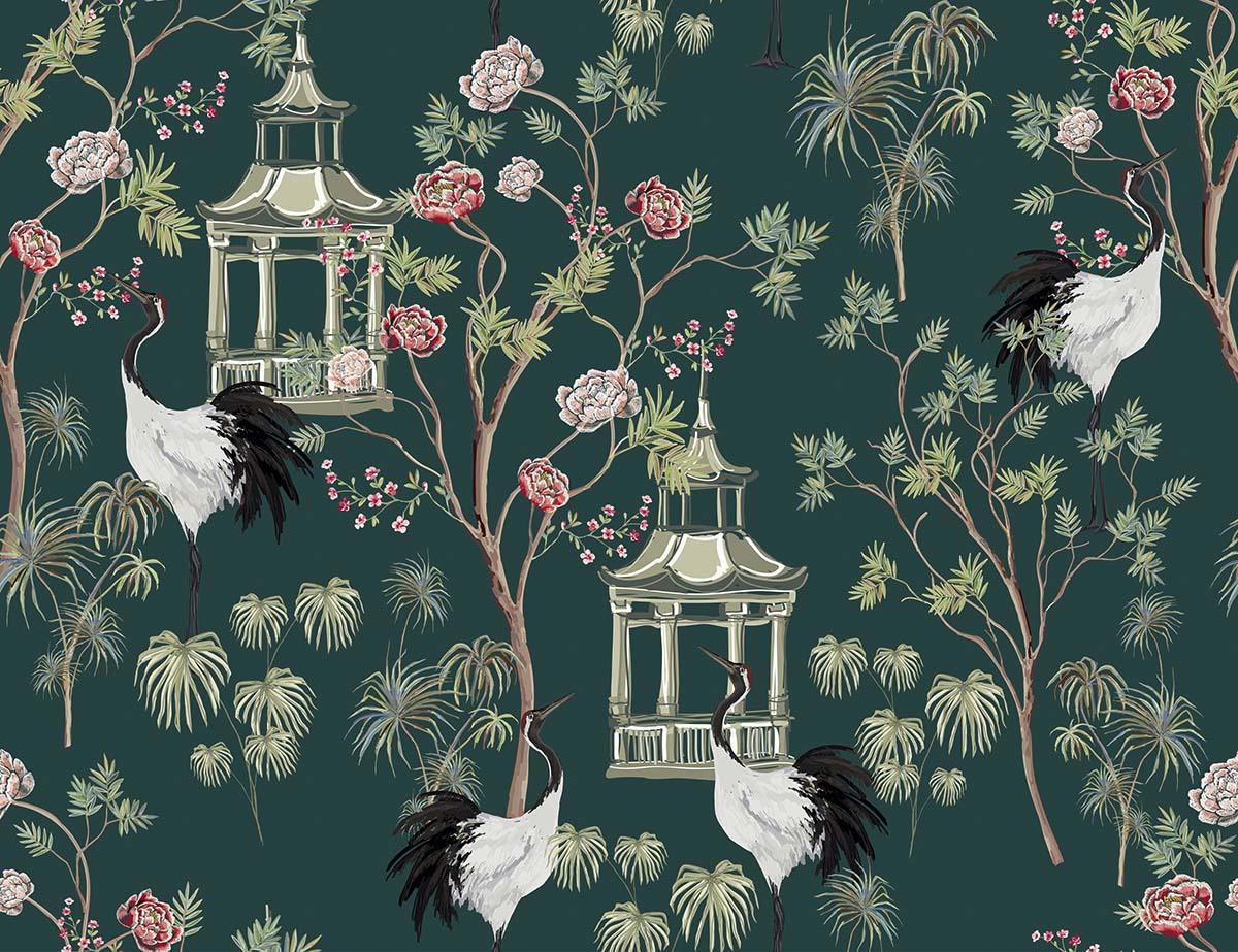 A wallpaper with birds and trees