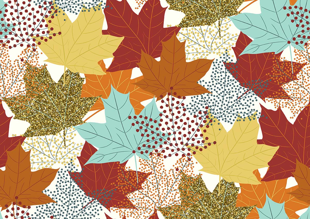 A pattern of colorful leaves