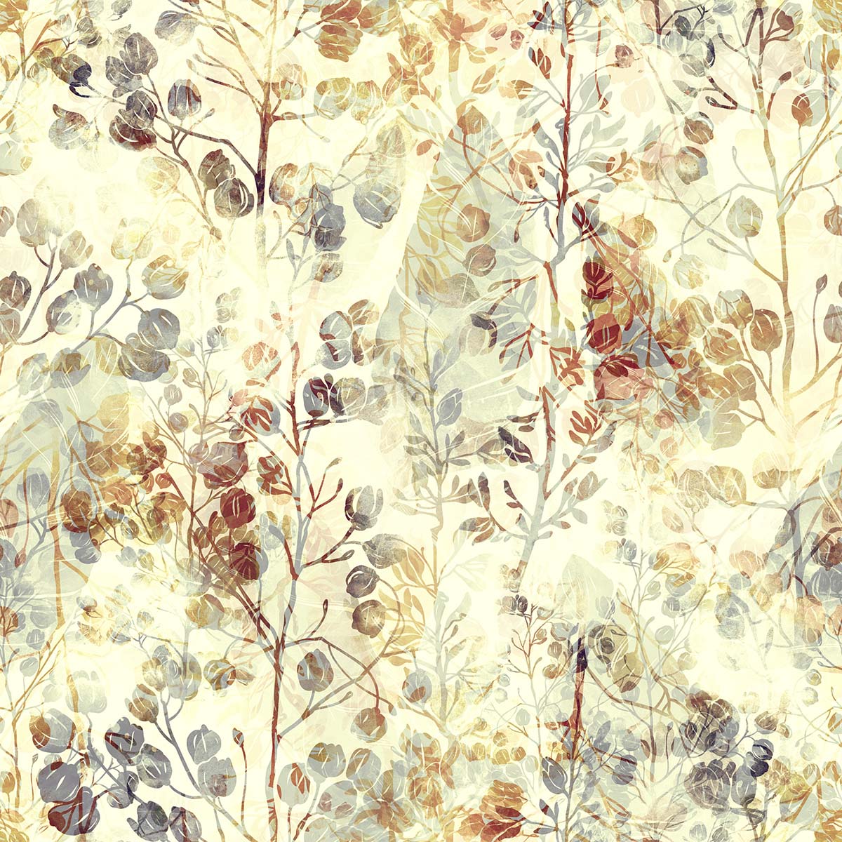 A pattern of flowers and leaves